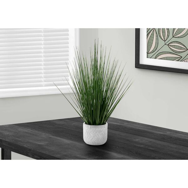 White Green 21-Inch Grass Indoor Table Potted Decorative Green Grass Artificial Plant, image 2